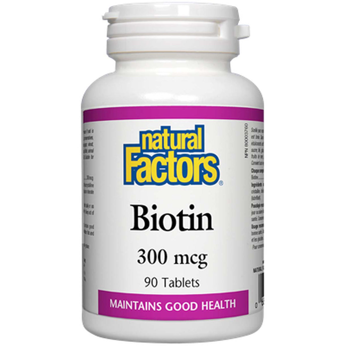 Biotin, 300 mcg, 90 Tablets, Natural Factors - Natural Factors