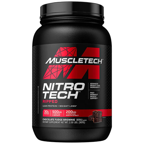 Muscletech Nitro Tech Ripped Lean Protein & Weight Loss, Chocolate Fudge Brownie, 2 LB - Muscletech