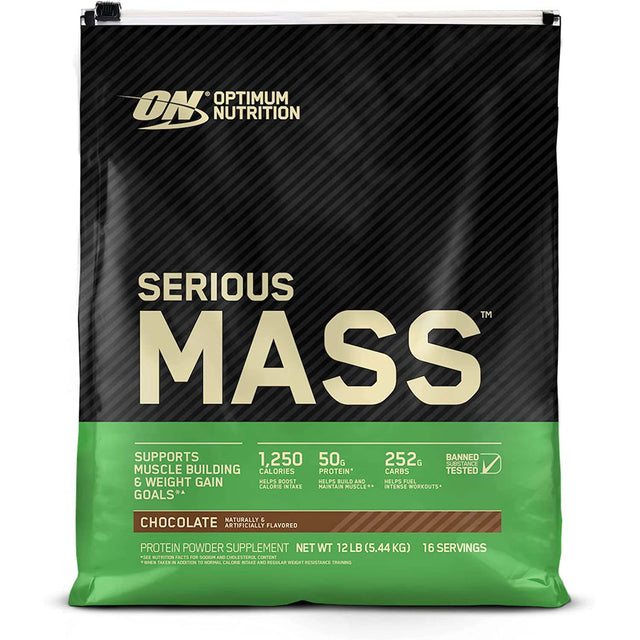 Serious Mass Optimum Nutrition, Chocolate, 12 LB - Optimum Nutrition