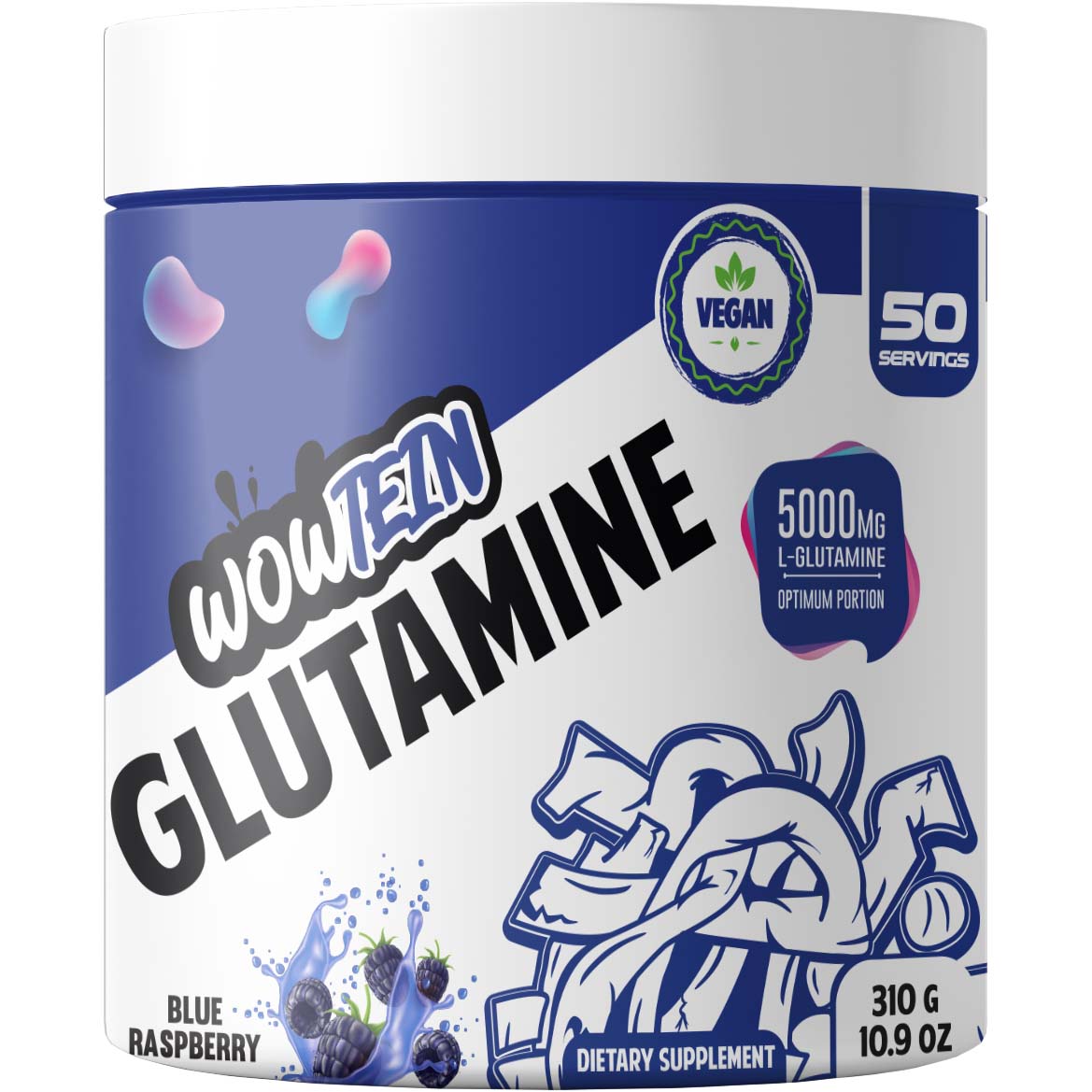 Wowtein Glutamine, Blue Raspberry - Wowtein