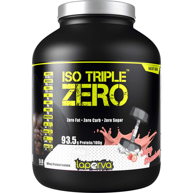 Laperva Iso Triple Zero Next Generation Whey Protein, Strawberry, 5 LB - Laperva