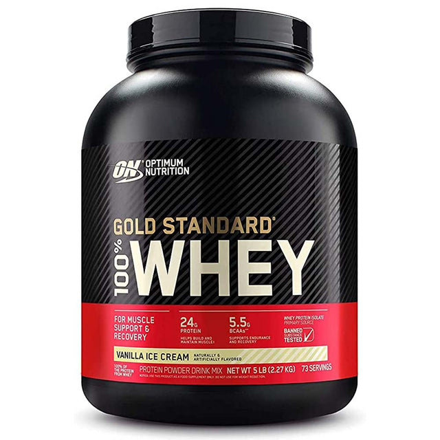 Gold Standard 100% Whey Protein, Vanilla Ice Cream, 5 LB - Optimum Nutrition - Optimum Nutrition