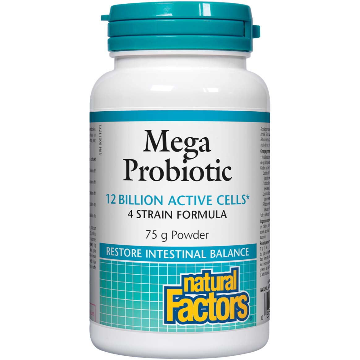 Mega Probiotic Powder, 12 Billion Active Cells, 75 Gm - Natural Factors - Natural Factors