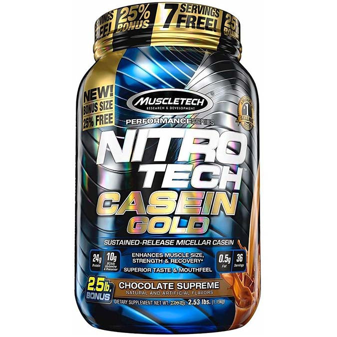 Muscletech Nitro Tech Casein Gold, Chocolate Supreme, 2.5 LB - Muscletech