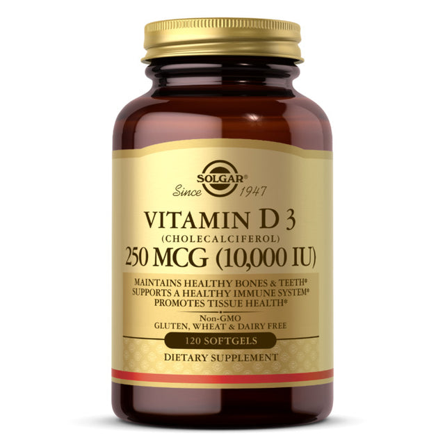 Solgar Vitamin D3 (Cholecalciferol), 10,000 IU (250 mcg), 120 Softgels - Solgar