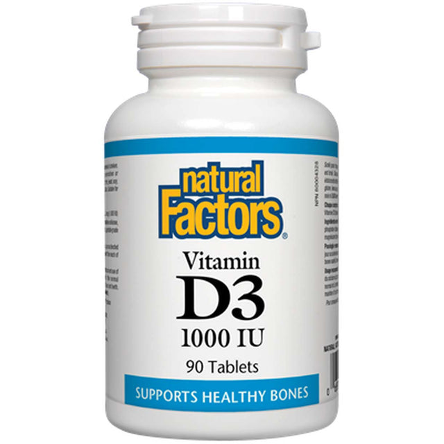 Vitamin D3, 1000 IU, 90 Tablets - Natural Factors - Natural Factors