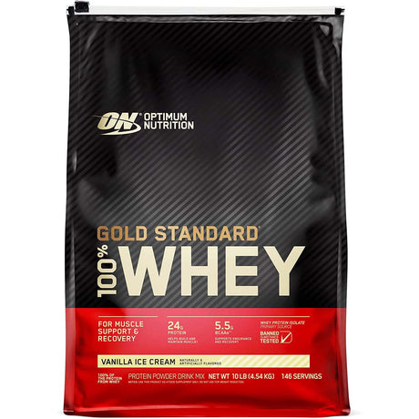 Gold Standard 100% Whey Protein, Vanilla Ice Cream, 10 LB - Optimum Nutrition - Optimum Nutrition