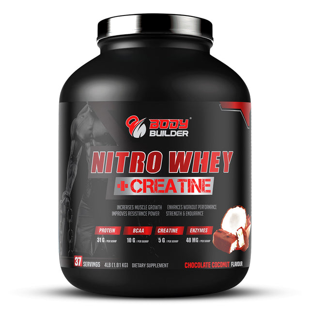 Nitro Whey + Creatine Body Builder, Chocolate Coconut, 4 LB - Body Builder