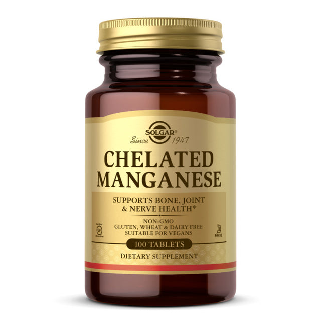 Chelated Manganese, Solgar, 100 Tablets - Solgar