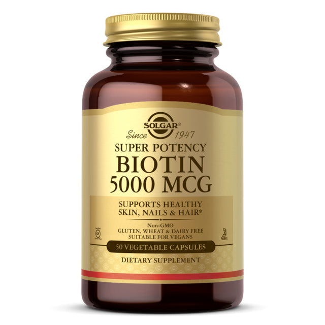 Solgar Biotin, 5000 mcg, 50 Vegetable Capsules - Solgar