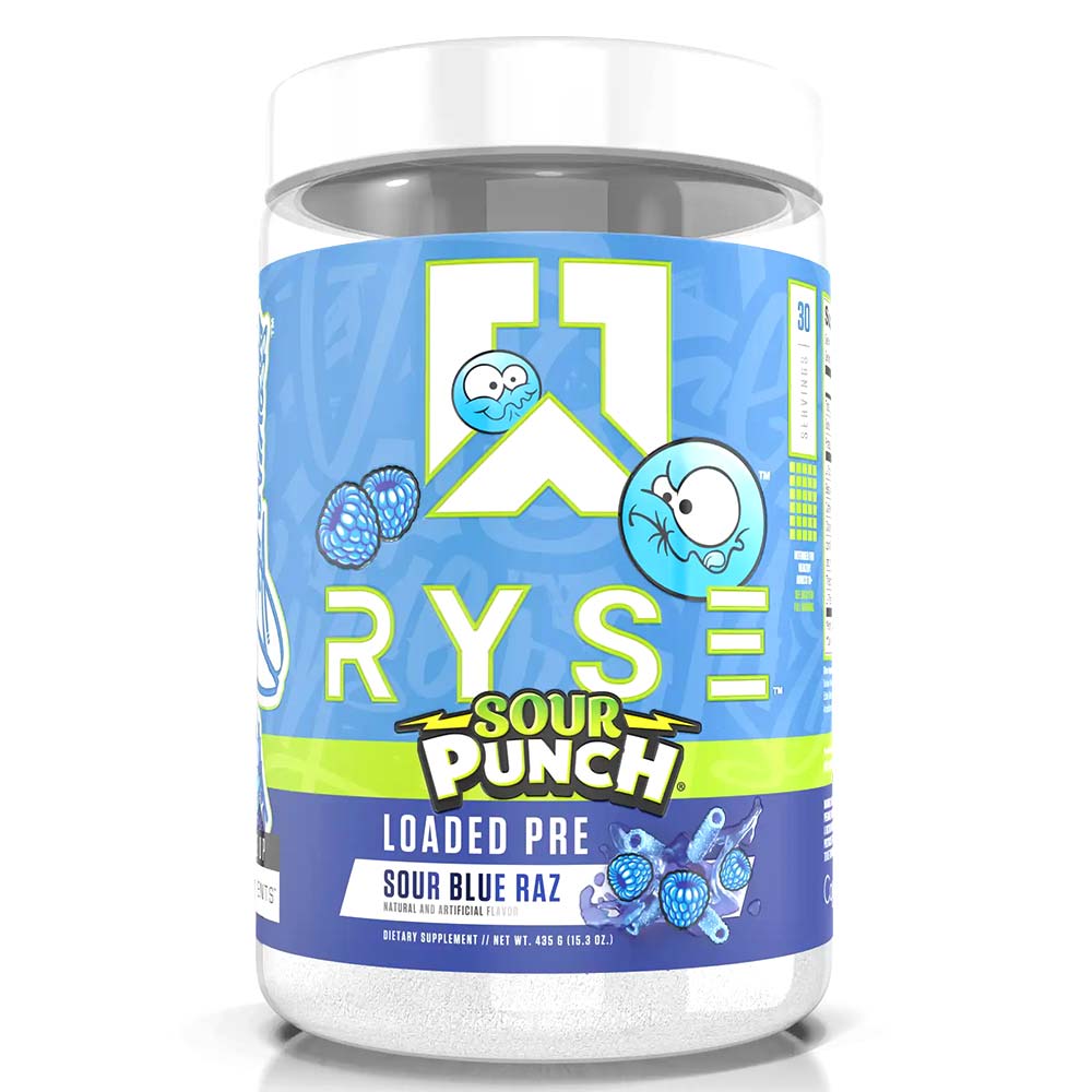 RYSE Loaded Pre Workout, Sour Blue Razz, 30 Servings - RYSE