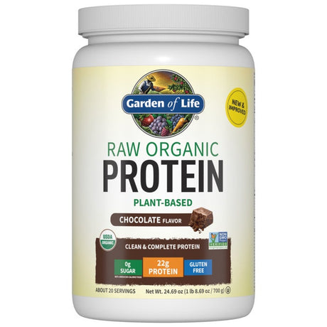 Garden of Life Raw Organic Plant-Based Protein Powder, Chocolate, 1LB - Garden Of Life