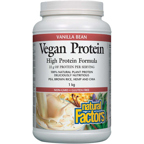 Vegan Protein, Vanilla Bean, 1 kg, Natural Factors - Natural Factors