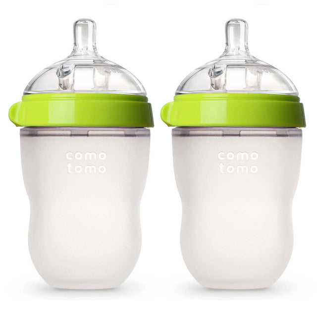 Comotomo Baby Bottle Double Pack, Natural Feel, 250 ML, Green - Comotomo