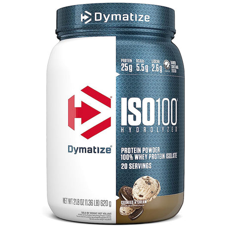 Dymatize ISO 100 Hydrolyzed Whey Protein Isolate, Cookies and Cream, 1.36 LB - Dymatize