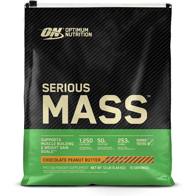 Serious Mass Optimum Nutrition, Chocolate Peanut Butter, 12 LB - Optimum Nutrition