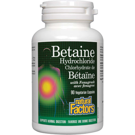 Betaine Hydrochloride With Fenugreek, Natural Factors, 90 Veggie Capsules - Natural Factors