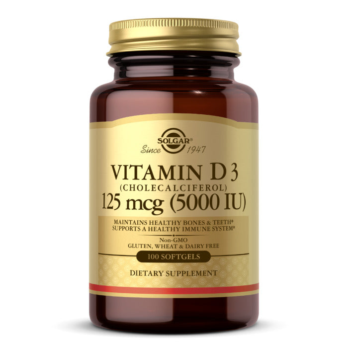 Solgar Vitamin D3 (Cholecalciferol), 5000 IU, 100 Softgels - Solgar