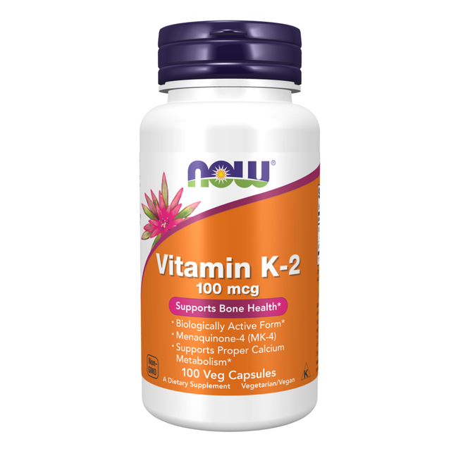 Now Vitamin K2, 100 mcg, 100 Veggie Capsules - Now