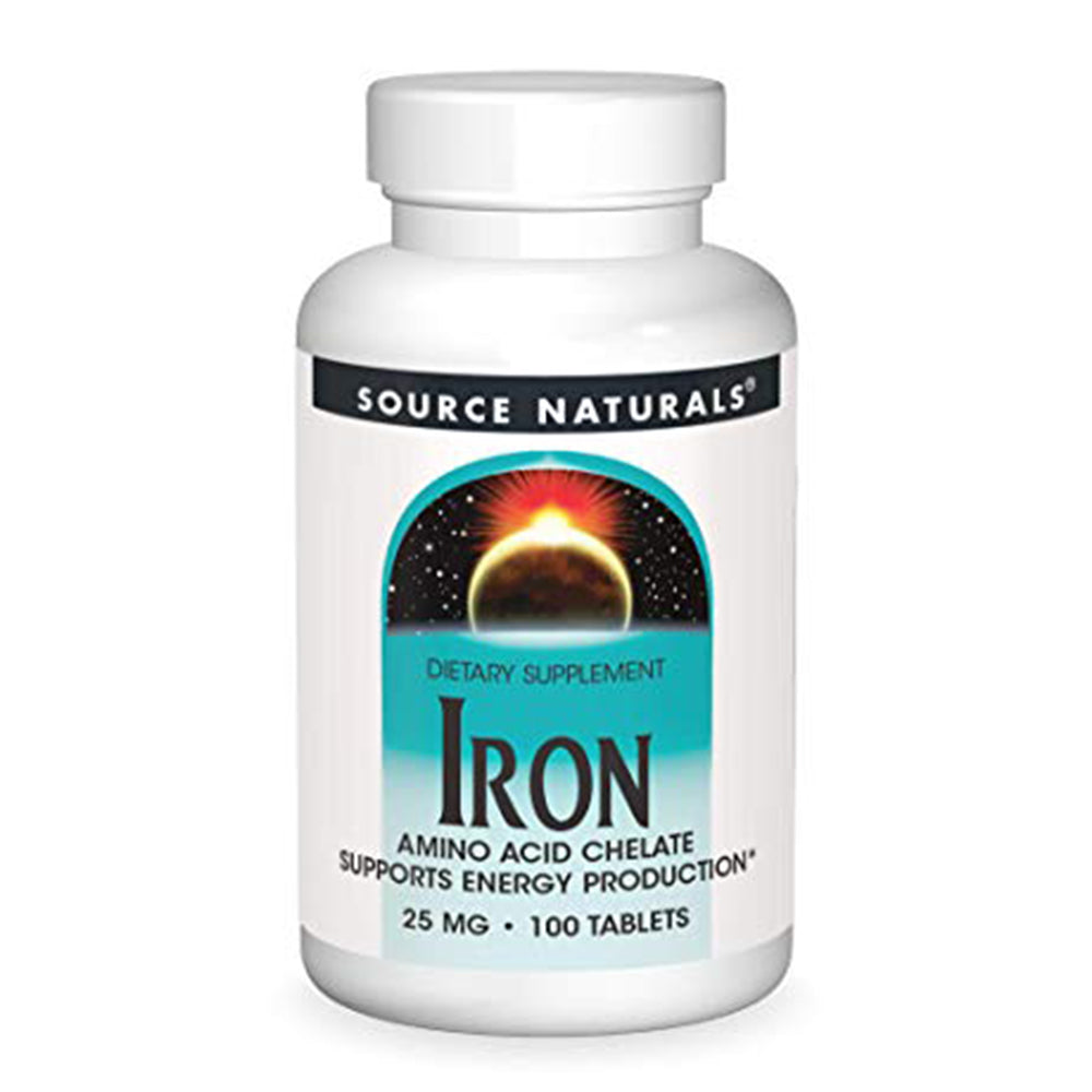 Iron Chelate, 25 mg, 100 Tablets, Source Naturals - Source Naturals