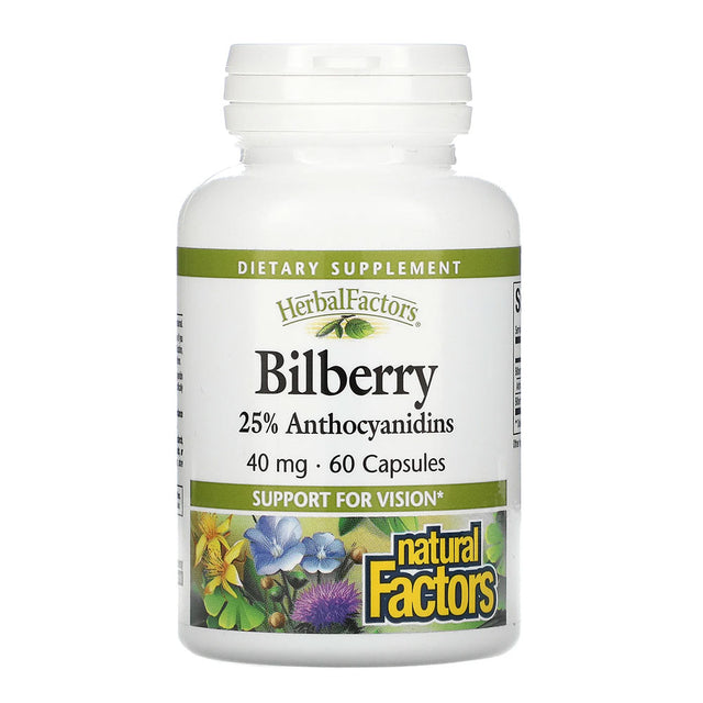 Bilberry Natural Factors, 40 mg, 60 Capsules - Natural Factors