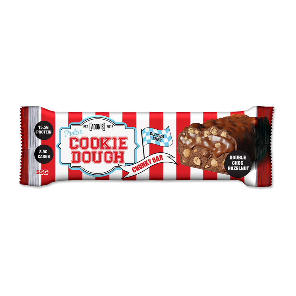 Adonis Double Choc Hazelnut Protein Cookies Dough Bar, 1 Bar - Adonis Gear