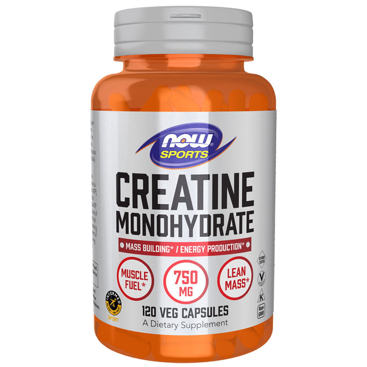 Now Creatine Monohydrate, 750 mg, 120 Veggie Capsules - Now