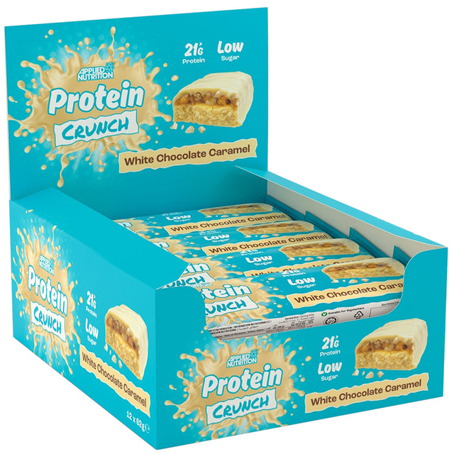 Box of 12 Bars, Applied Nutrition Protein Crunch Bar, White Chocolate Caramel - Applied Nutrition