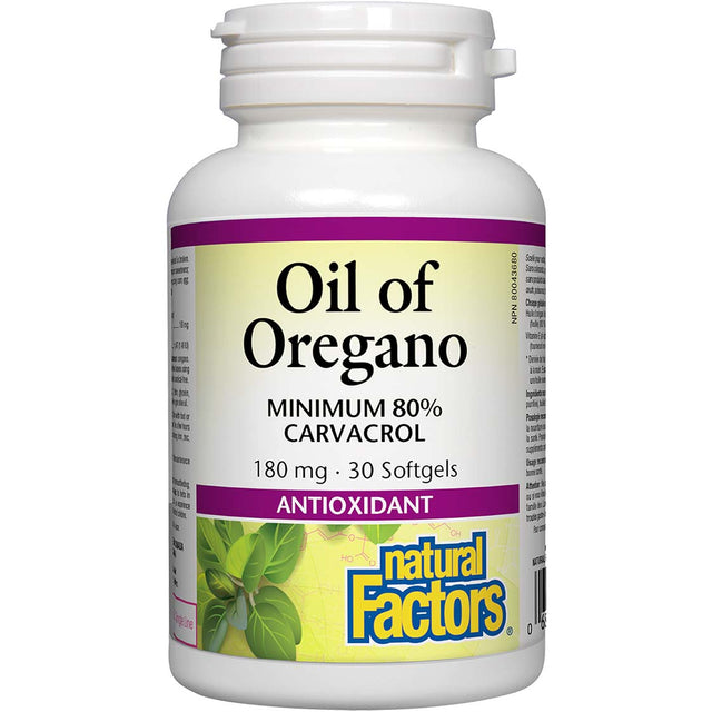 Oil of Oregano, 180 mg, 30 Softgels - Natural Factors - Natural Factors