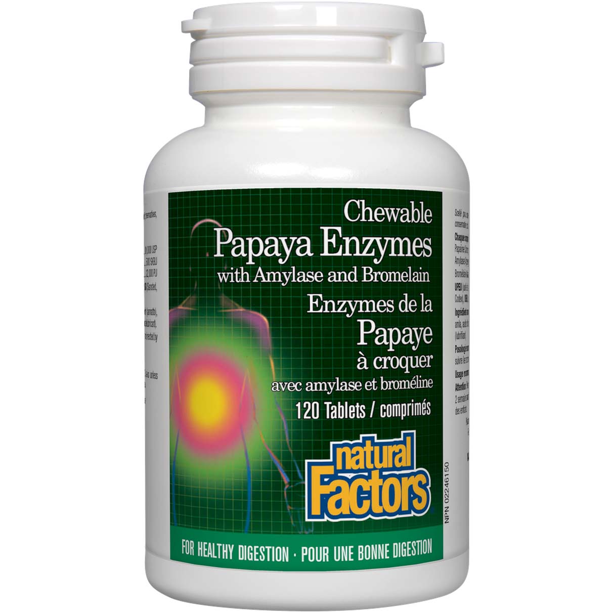 Papaya Enzymes with Amylase & Bromelain, 120 Tablets - Natural Factors - Natural Factors