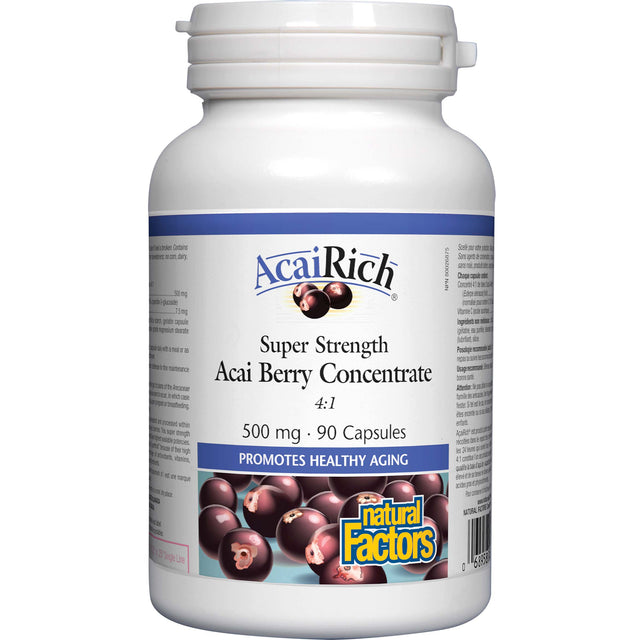 Super Strength Acai Berry Concentrate, 500 mg, 90 Capsules - Natural Factors - Natural Factors