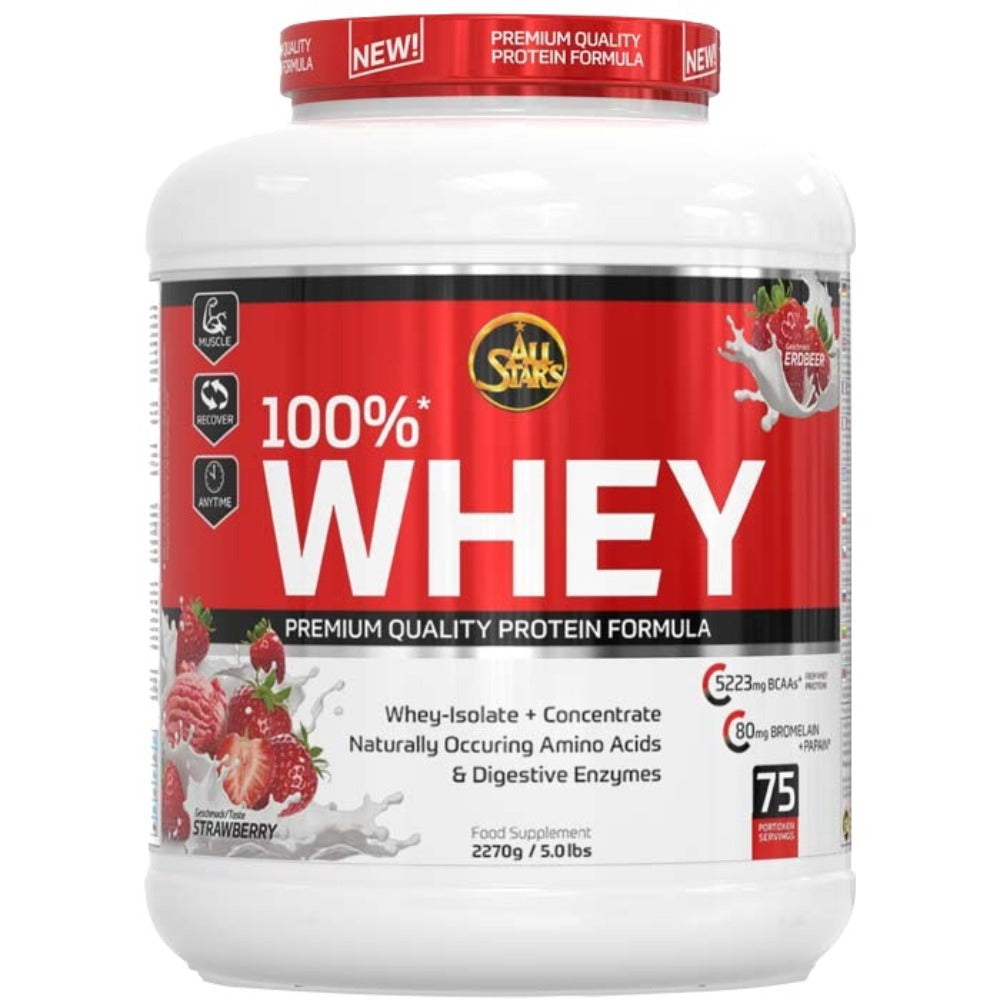 100% Whey Protein Pure Isolate Concentrate, Delicious Strawberry, 5 LB - All Stars - All Stars