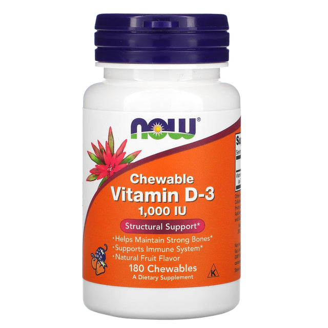 Now Vitamin D-3, 1000 IU, 180 Chewable Tablets - Now