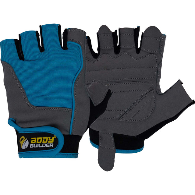 Body Builder Trainer Gloves, Grey-Blue, L - Body Builder