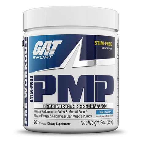 Gat Sport PMP Stim-Free Pre-Workout, Blue Raspberry, 30 Servings - GAT Sport