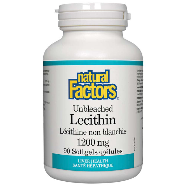 Unbleached Lecithin, 1200 mg, 90 Softgels, Natural Factors - Natural Factors